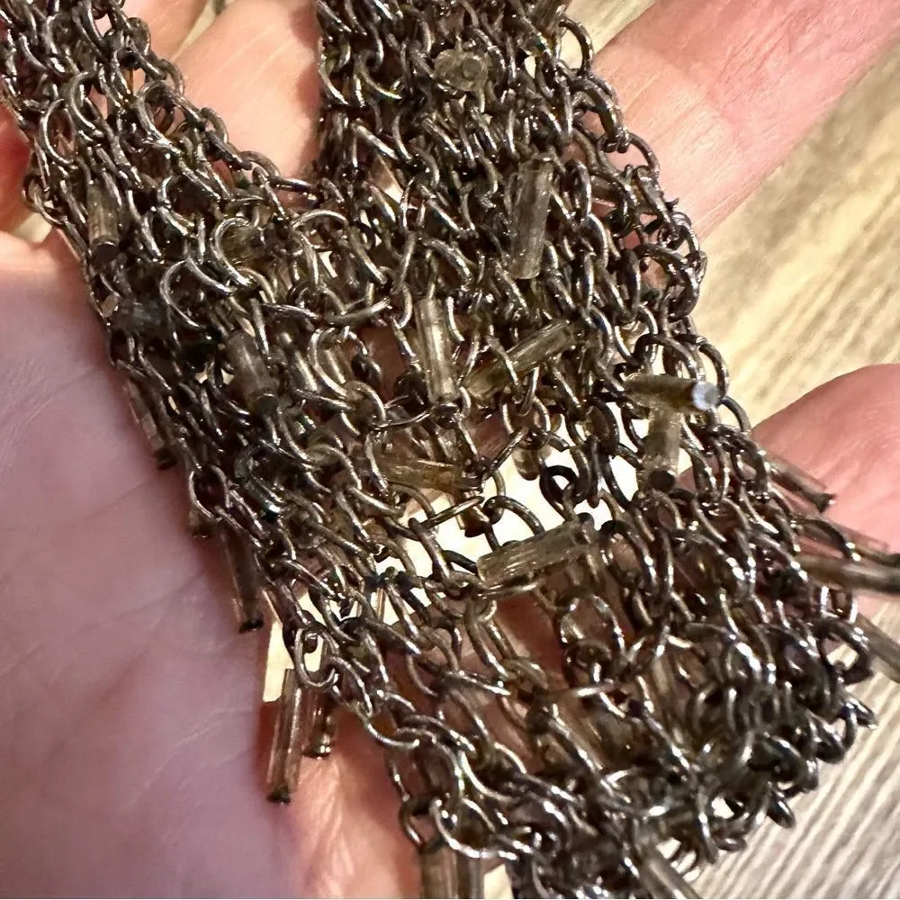 Silver tone statement necklace